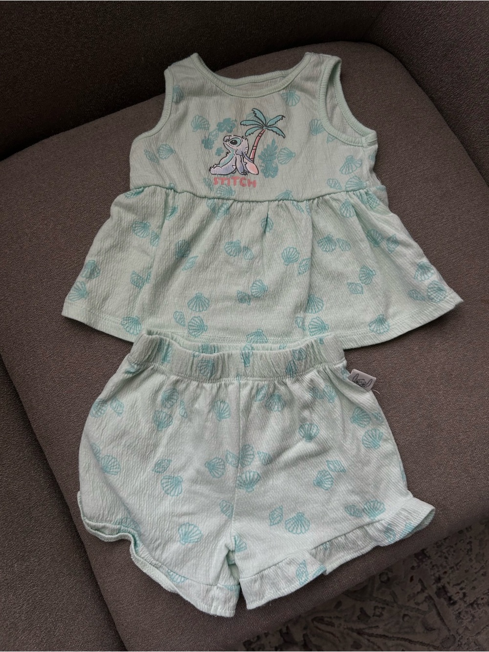 Disney Baby Light Mint 'Stitch' Two-Piece Pajama Set for Kids